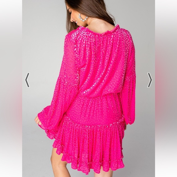 BuddyLove Zozo Mini Dress - Hot Pink Velvet - Picture 4 of 5